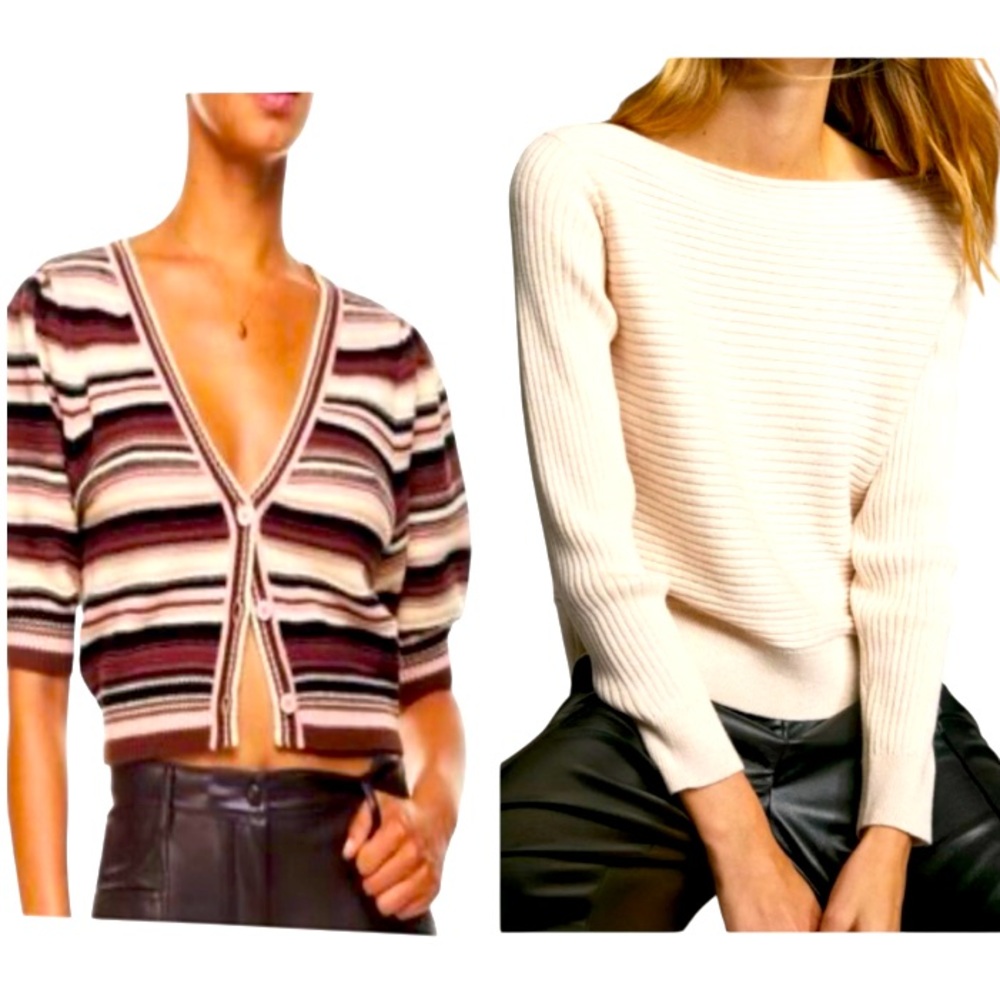 NEW Aritzia Short Sleeve Cardigan Olive Marino Wool Luc Sweater Size S